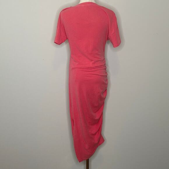 Sundry Side Shirred Side Slit Pink Midi T-Shirt Dress Womens Size 1 / Small - Picture 6 of 9